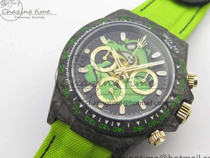 Green Dial Daytona Edition Carbon Strap WWF A7750 Best Black Nylon Green On V2 DIW 1103